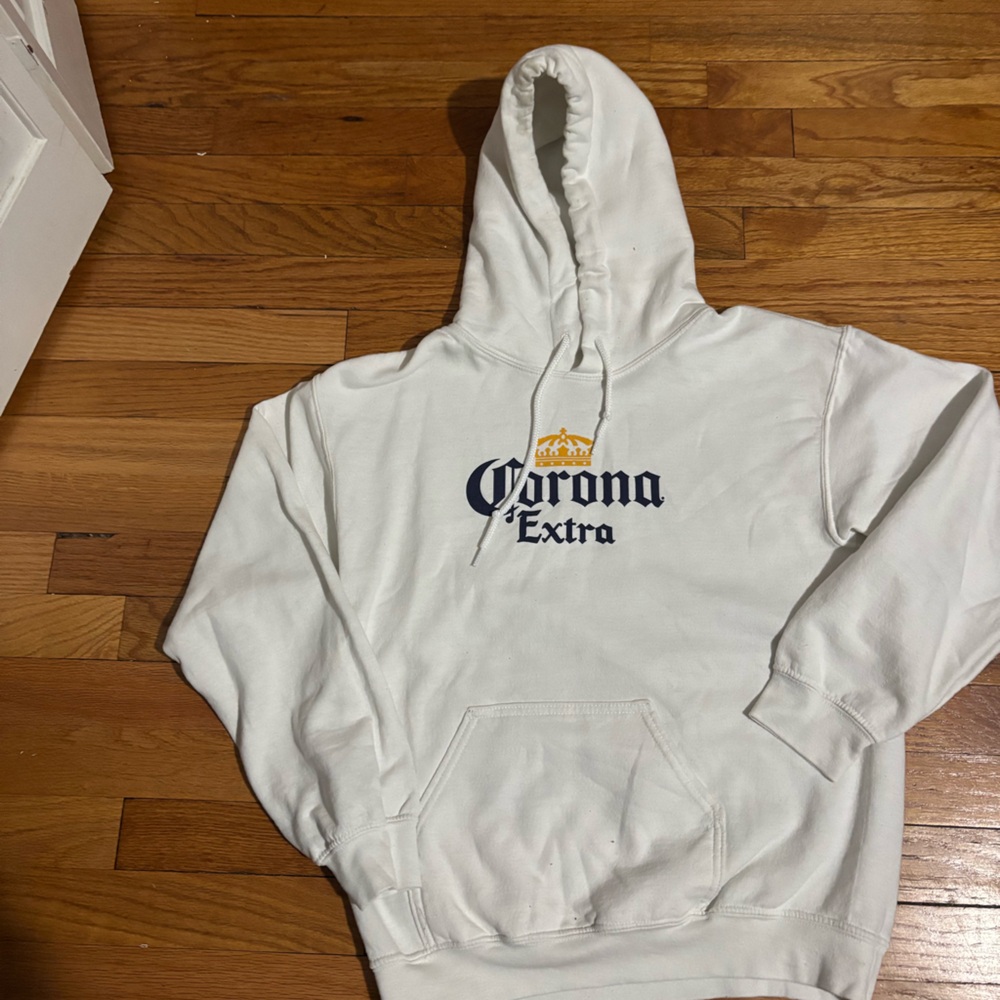 Corona Extra White Hoodie with Navy Logo
